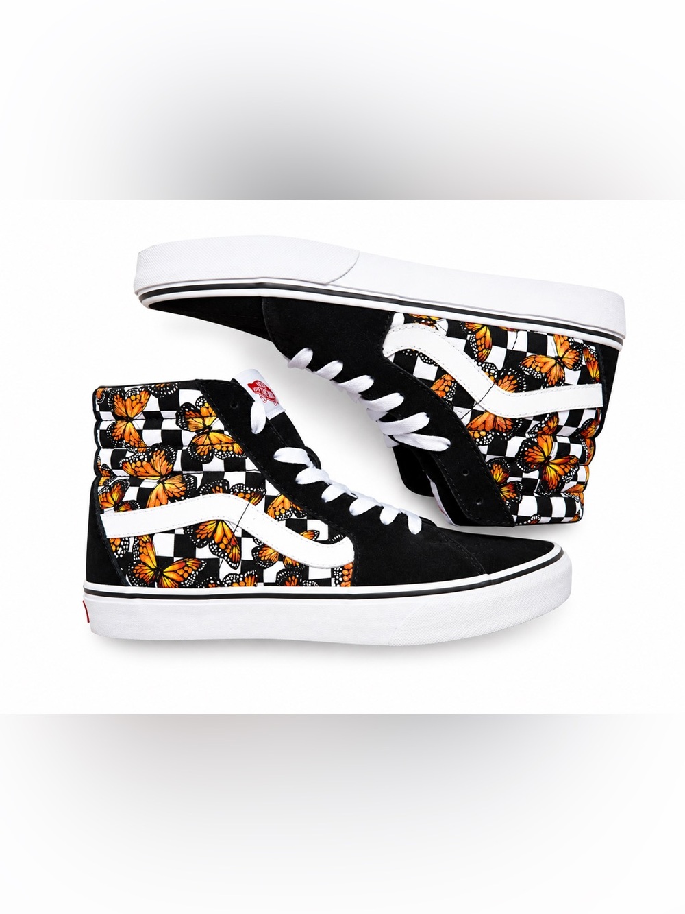 Vans Women's Checkerboard Butterfly High-Top Sneakers in Black/Orange/White